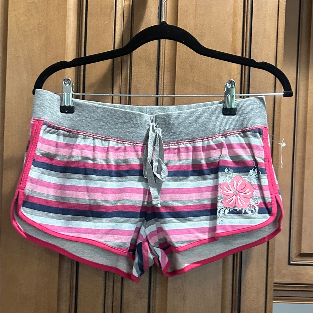 Next Era Pink and Gray Striped Athletic Shorts
